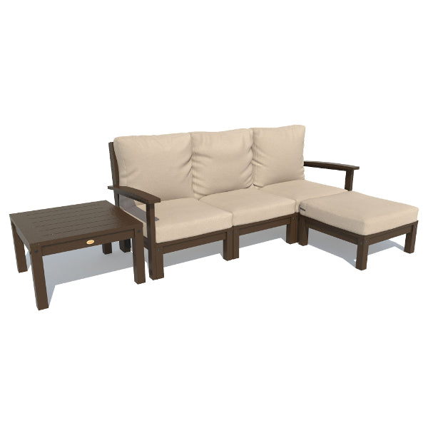 Bespoke Deep Seating Sofa, Ottoman and Side Table Sectional Set Dune / Weathered Acorn