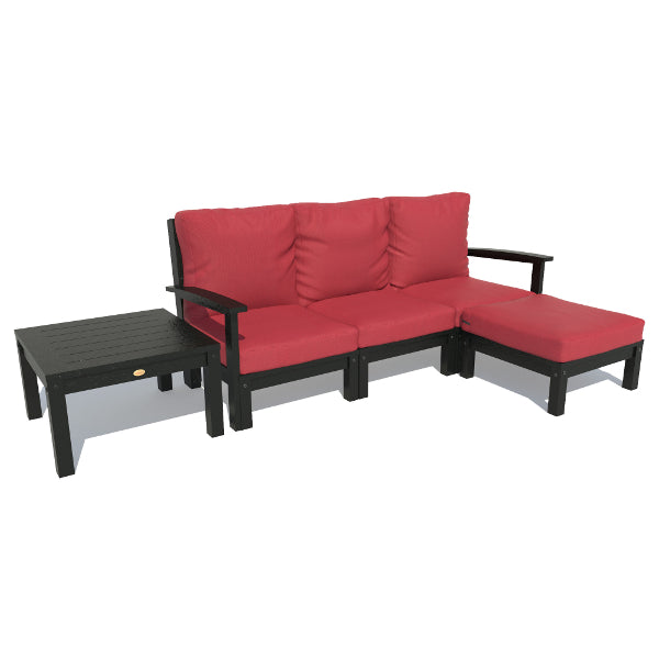 Bespoke Deep Seating Sofa, Ottoman and Side Table Sectional Set Firecracker Red / Black