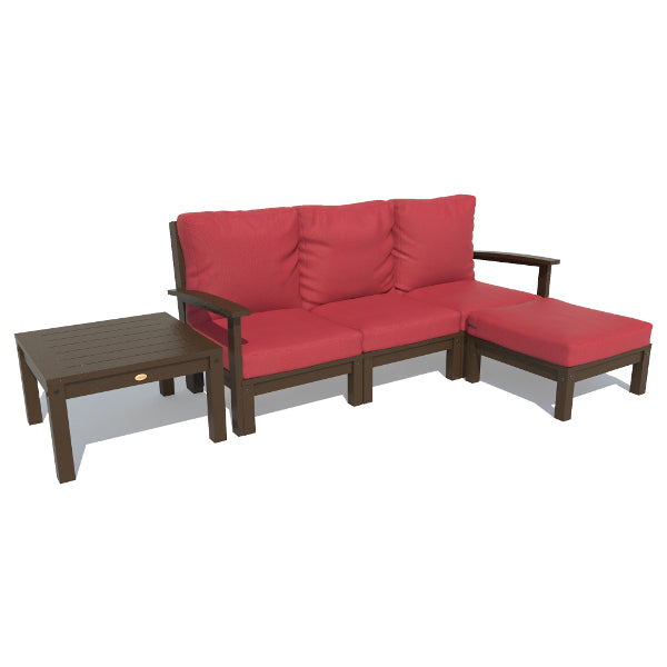 Bespoke Deep Seating Sofa, Ottoman and Side Table Sectional Set Firecracker Red / Weathered Acorn