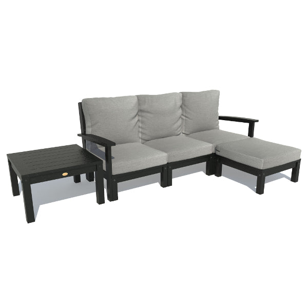 Bespoke Deep Seating Sofa, Ottoman and Side Table Sectional Set Stone Gray / Black