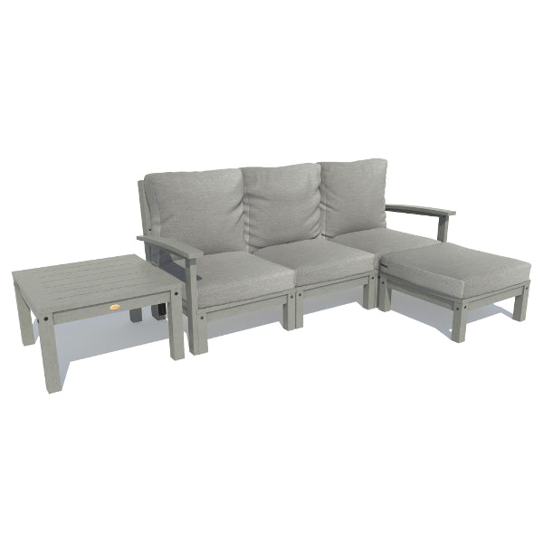 Bespoke Deep Seating Sofa, Ottoman and Side Table Sectional Set Stone Gray / Coastal Teak