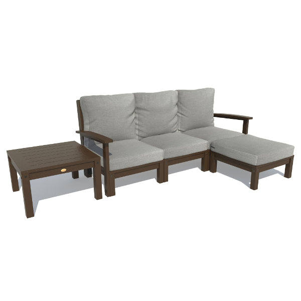 Bespoke Deep Seating Sofa, Ottoman and Side Table Sectional Set Stone Gray / Weathered Acorn