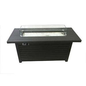 Black Mocha Finish Aluminum Rectangular Fire Pit With Wind Screen Fire Pits
