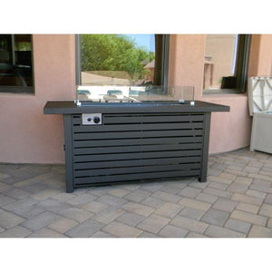 Black Mocha Finish Aluminum Rectangular Fire Pit With Wind Screen Fire Pits