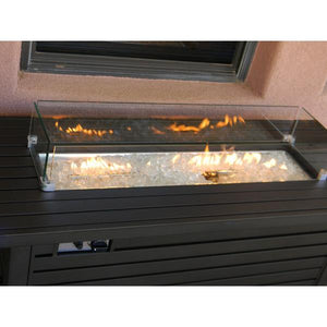 Black Mocha Finish Aluminum Rectangular Fire Pit With Wind Screen Fire Pits