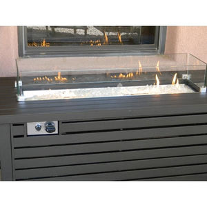 Black Mocha Finish Aluminum Rectangular Fire Pit With Wind Screen Fire Pits