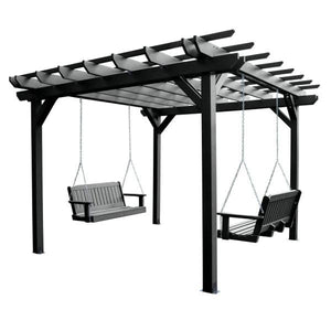 Bodhi Pergola (12 x 12) with 2 Lehigh 4ft Swings Swings Black