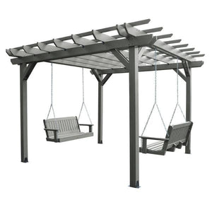 Bodhi Pergola (12 x 12) with 2 Lehigh 4ft Swings Swings Coastal Teak