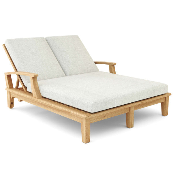 Brianna Double Sun Lounger with Arm Lounge Chair Natural