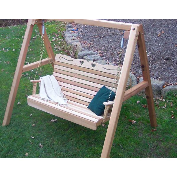 Cedar Royal Country Hearts Porch Swing with Stand Porch Swing