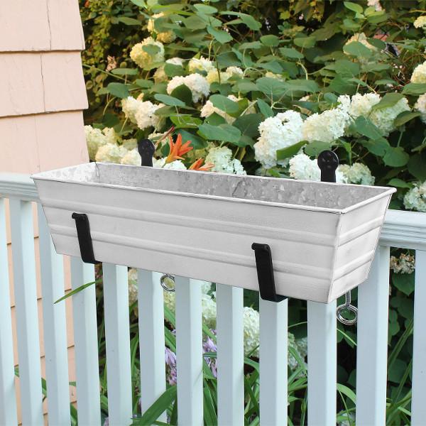 brackets for hanging planter boxes Achla Designs Clamp-On Flower Box Brackets