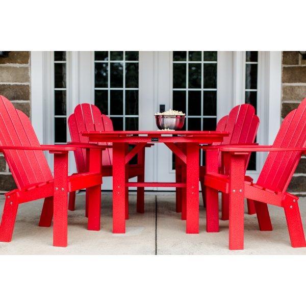 Little Cottage Co. Classic 46” Round Table w/4 Dining/Deck Chairs Dining Set Red