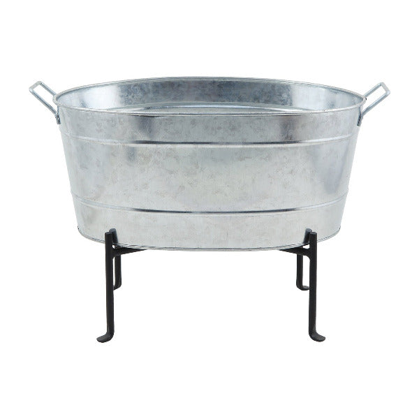 Classic Oval Galvanized Tub with Folding Stand