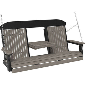 Classic Swing Porch Swing 5ft / Coastal Gray & Black