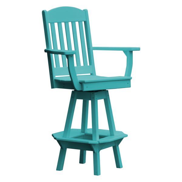 Classic Swivel Bar Chair with Arms Outdoor Chair Aruba Blue