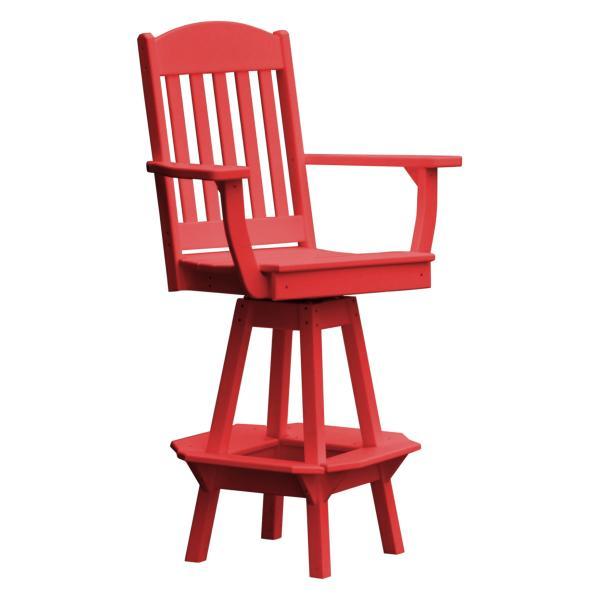 Classic Swivel Bar Chair with Arms Outdoor Chair Bright Red