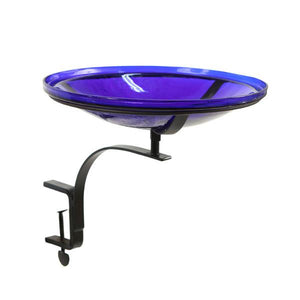 Cobalt Blue Crackle Glass Birdbath Bowl Birdbath Bowls 12 inch / Birdbath with Short Stand