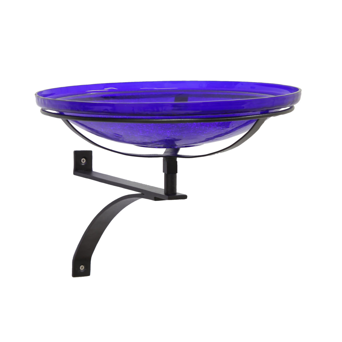 Cobalt Blue Crackle Glass Birdbath Bowl Birdbath Bowls 14 inch / Birdbath with Wall Bracket
