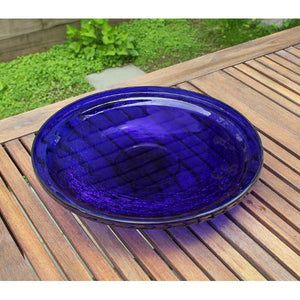 Cobalt Blue Crackle Glass Birdbath Bowl Birdbath Bowls