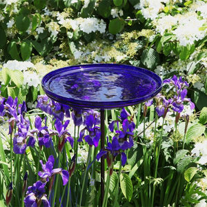 Cobalt Blue Crackle Glass Birdbath Bowl Birdbath Bowls