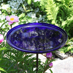 Cobalt Blue Crackle Glass Birdbath Bowl Birdbath Bowls