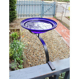 Cobalt Blue Crackle Glass Birdbath Bowl Birdbath Bowls