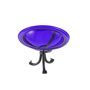 Cobalt Blue Crackle Glass Birdbath Bowl Birdbath Bowls
