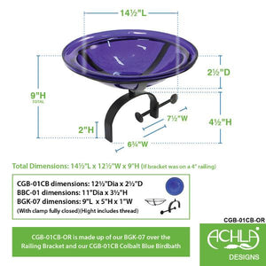 Cobalt Blue Crackle Glass Birdbath Bowl Birdbath Bowls
