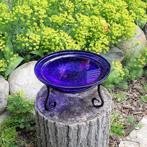 Cobalt Blue Crackle Glass Birdbath Bowl Birdbath Bowls