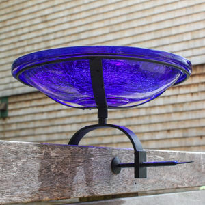 Cobalt Blue Crackle Glass Birdbath Bowl Birdbath Bowls