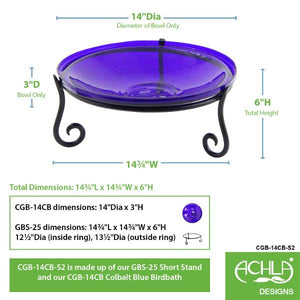 Cobalt Blue Crackle Glass Birdbath Bowl Birdbath Bowls