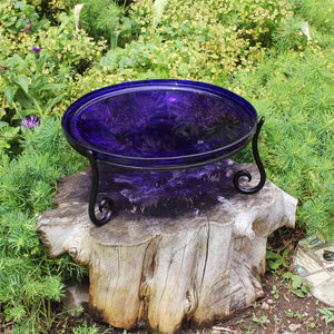 Cobalt Blue Crackle Glass Birdbath Bowl Birdbath Bowls
