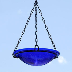 Cobalt Blue Crackle Glass Birdbath Bowl Birdbath Bowls