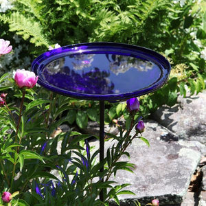 Cobalt Blue Crackle Glass Birdbath Bowl Birdbath Bowls