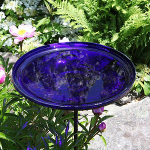 Cobalt Blue Crackle Glass Birdbath Bowl Birdbath Bowls