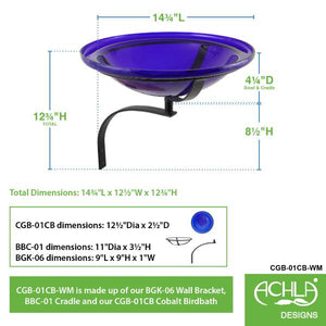 Cobalt Blue Crackle Glass Birdbath Bowl Birdbath Bowls
