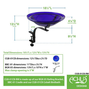 Cobalt Blue Crackle Glass Birdbath Bowl Birdbath Bowls