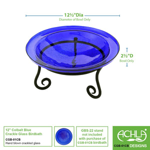 Cobalt Blue Crackle Glass Birdbath Bowl Birdbath Bowls