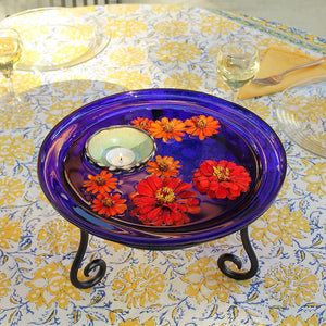 Cobalt Blue Crackle Glass Birdbath Bowl Birdbath Bowls