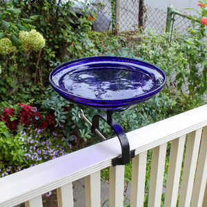 Cobalt Blue Crackle Glass Birdbath Bowl Birdbath Bowls