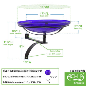 Cobalt Blue Crackle Glass Birdbath Bowl Birdbath Bowls