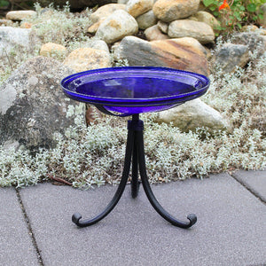 Cobalt Blue Crackle Glass Birdbath Bowl Birdbath Bowls