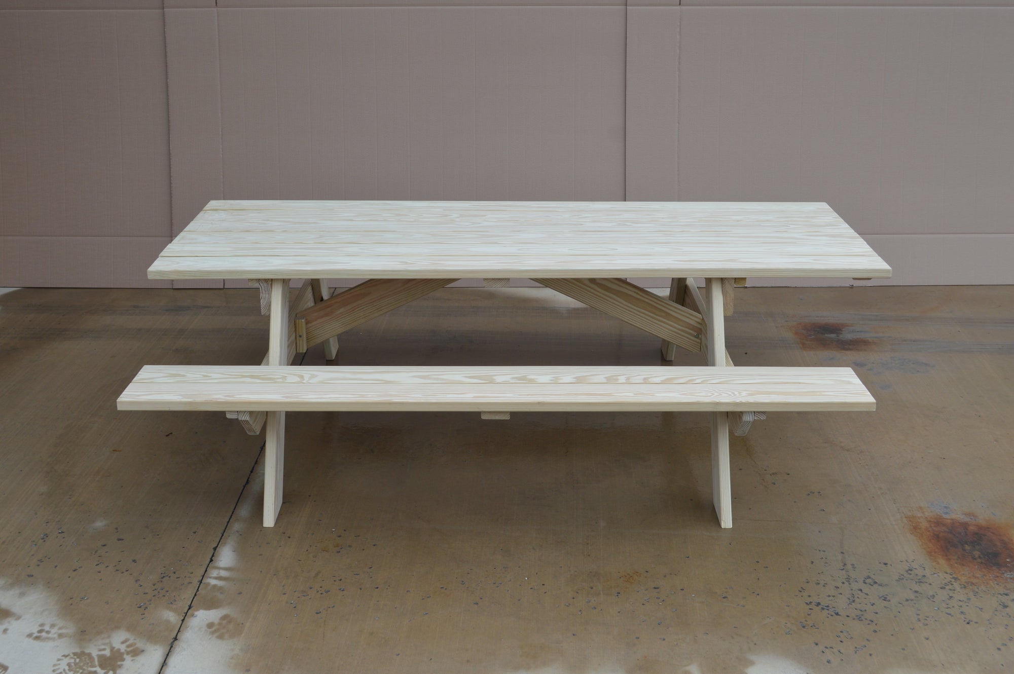 Pressure Treated Pine Picnic Table with Attached Benches by A & L