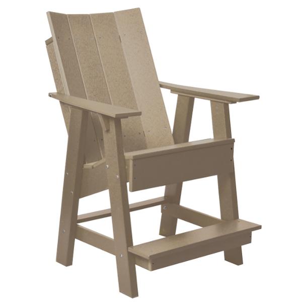 Contemporary High Adirondack Chair Outdoor Chair Weathered Wood