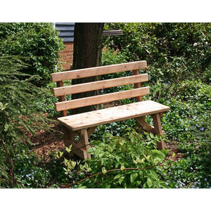 Creekvine Design Cedar Backed Bench Garden Bench 4 ft / Unfinished