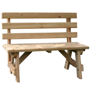 Creekvine Design Cedar Backed Bench Garden Bench 4 ft / Unfinished