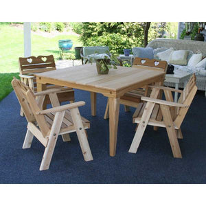 Creekvine Design Cedar Country Hearts Dining Set Dining Set Unfinished / No