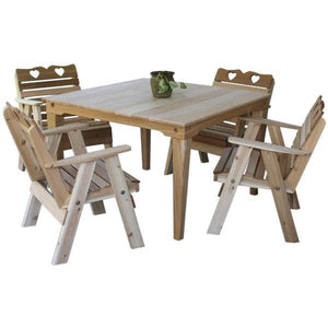 Creekvine Design Cedar Country Hearts Dining Set Dining Set Unfinished / No