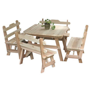 Creekvine Design Cedar Four Square Dining Set Dining Set Unfinished / No