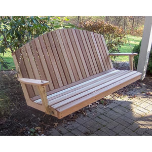 Creekvine Design Cedar Mountaintop Fanback Porch Swing Porch Swing 2 ft / Unfinished